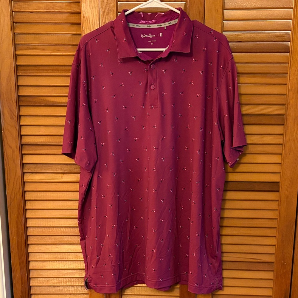 Walter Hagen Maroon Golf Polo with Subtle Design
